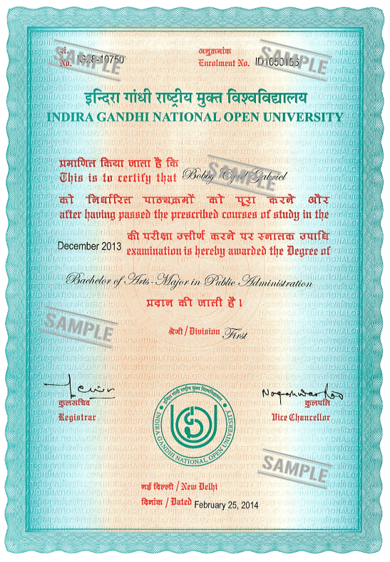 IGNOU certificate